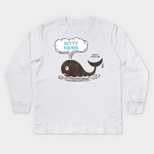 Kitty Hawk, NC Summertime Vacationing Whale Spout Kids Long Sleeve T-Shirt